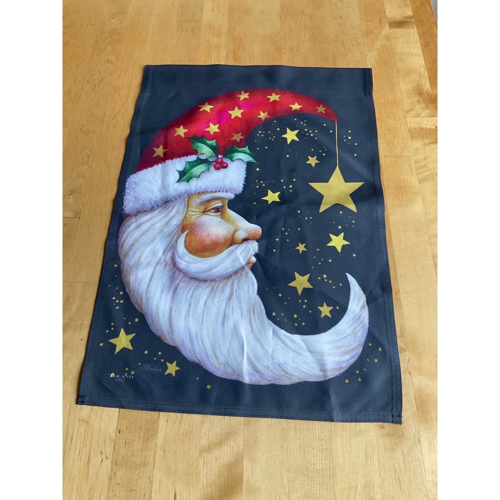 Toland Home Garden Santa Moon Celestial Christmas Garden Flag Gray 18x12.5 9382